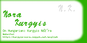 nora kurgyis business card